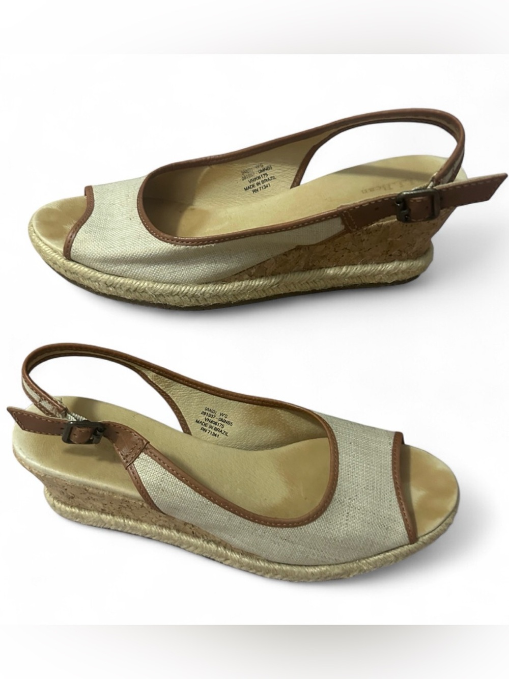 L.L.Bean Tan & cream wedge heels